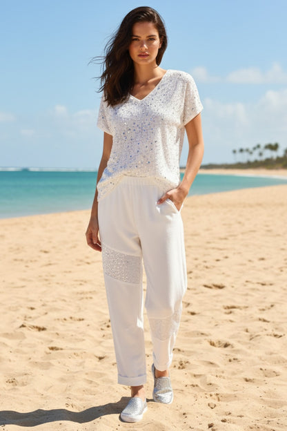 Frank Lyman Top 261117 Off-White/Silver