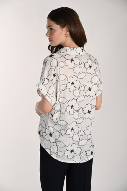 Frank Lyman Blouse 261239 Off-White/ Midnight