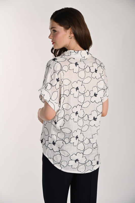 Frank Lyman Blouse 261239 Off-White/ Midnight