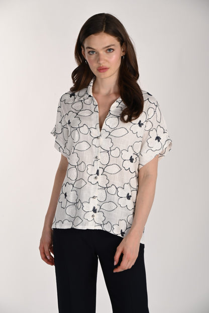 Frank Lyman Blouse 261239 Off-White/ Midnight