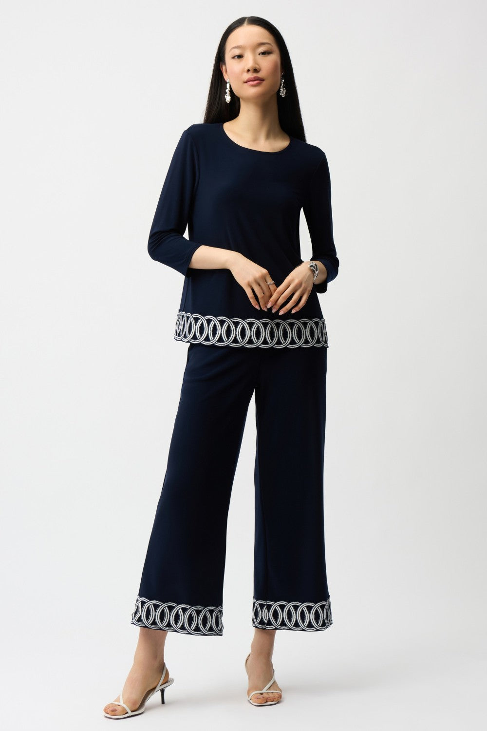 Joseph Ribkoff Pant 261246 Midnight Blue/Vanilla