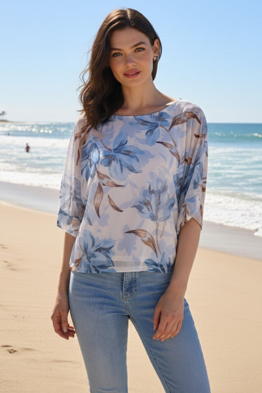 Frank Lyman Top 261287 Porcelain/Blue