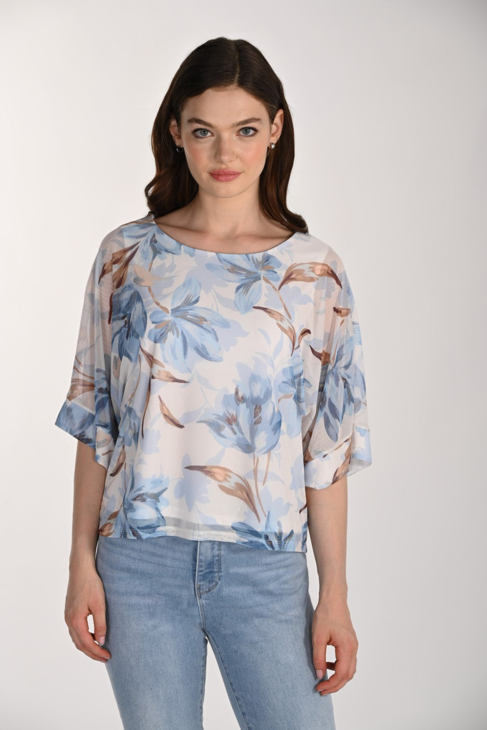 Frank Lyman Top 261287 Porcelain/Blue