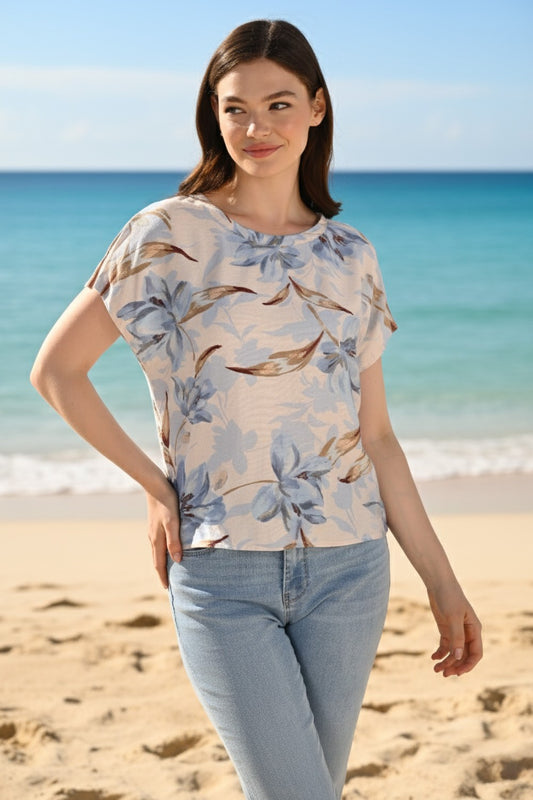 Frank Lyman Top 261289 Porcelain/Blue