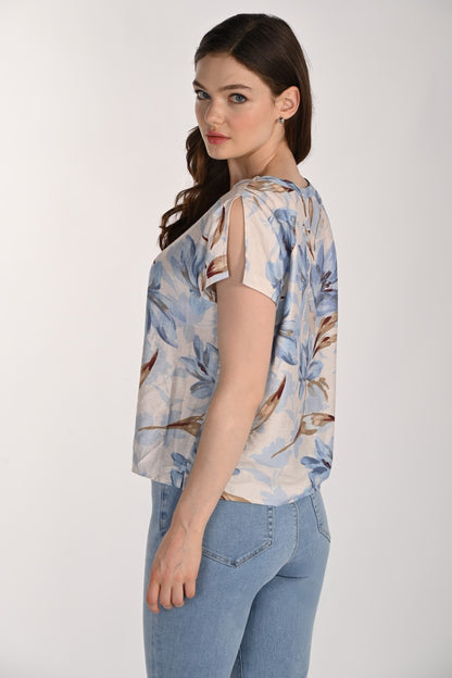 Frank Lyman Top 261289 Porcelain/Blue