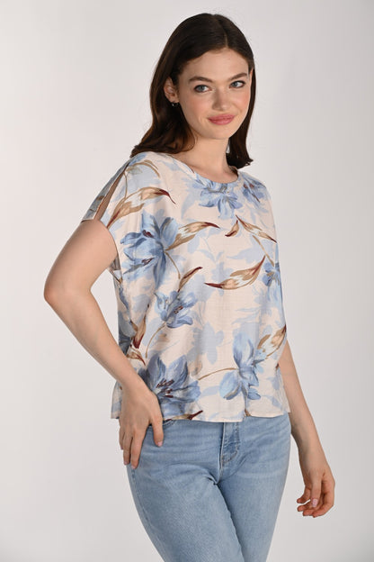 Frank Lyman Top 261289 Porcelain/Blue