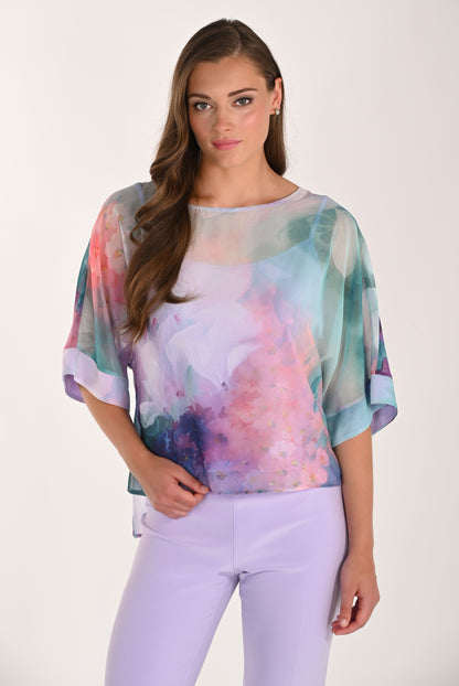 Frank Lyman Top 261332 Aqua/Lilac