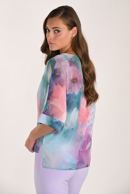 Frank Lyman Top 261332 Aqua/Lilac