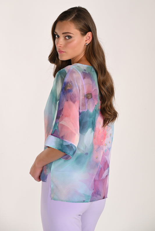 Frank Lyman Top 261332 Aqua/Lilac
