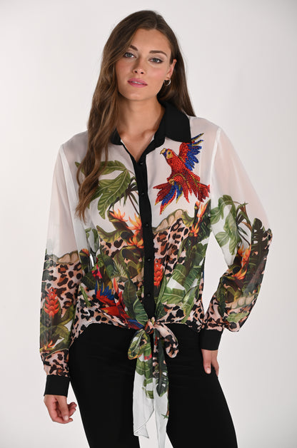 Frank Lyman Blouse 261617 White/Green