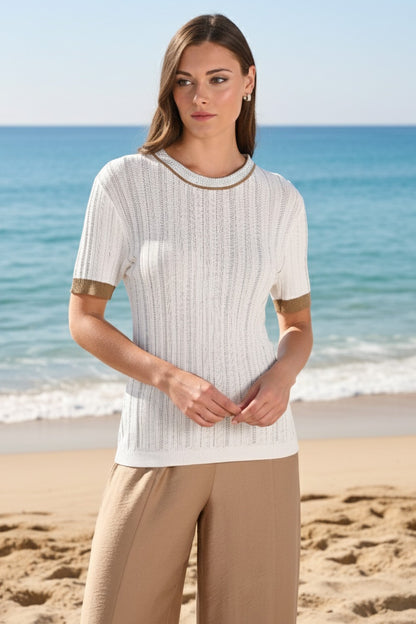 Frank Lyman Top 261638 Off White/Taupe