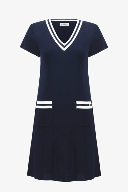 Joseph Ribkoff Dress 261648 Indigo/Vanilla