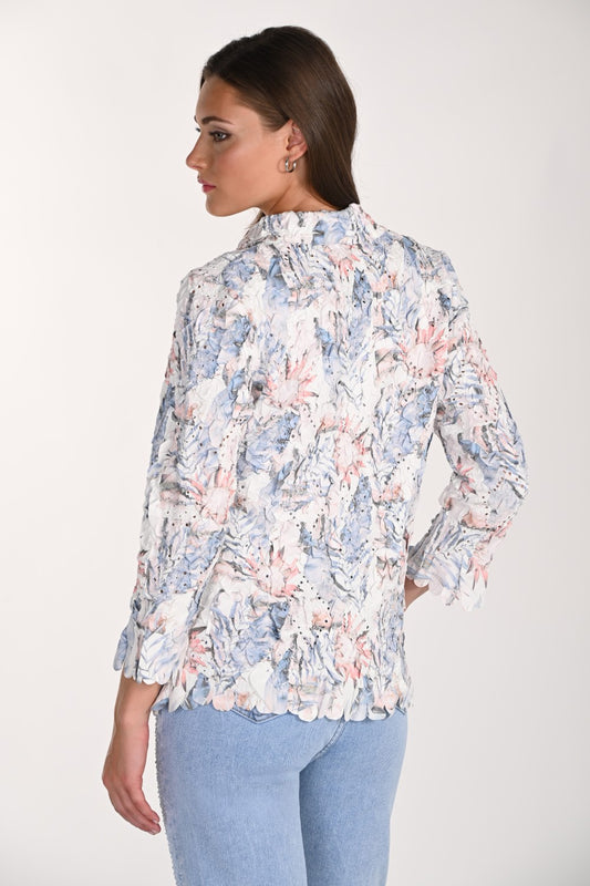 Frank Lyman Blouse 261648 Off-White/Blue