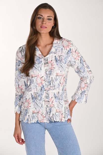 Frank Lyman Blouse 261648 Off-White/Blue
