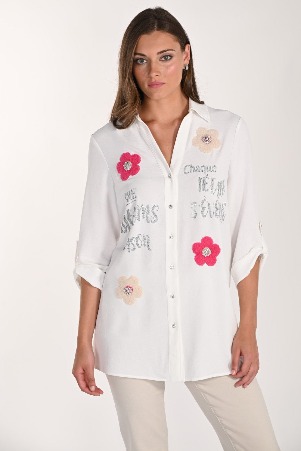 Frank Lyman Blouse 261654 Off white / Pink