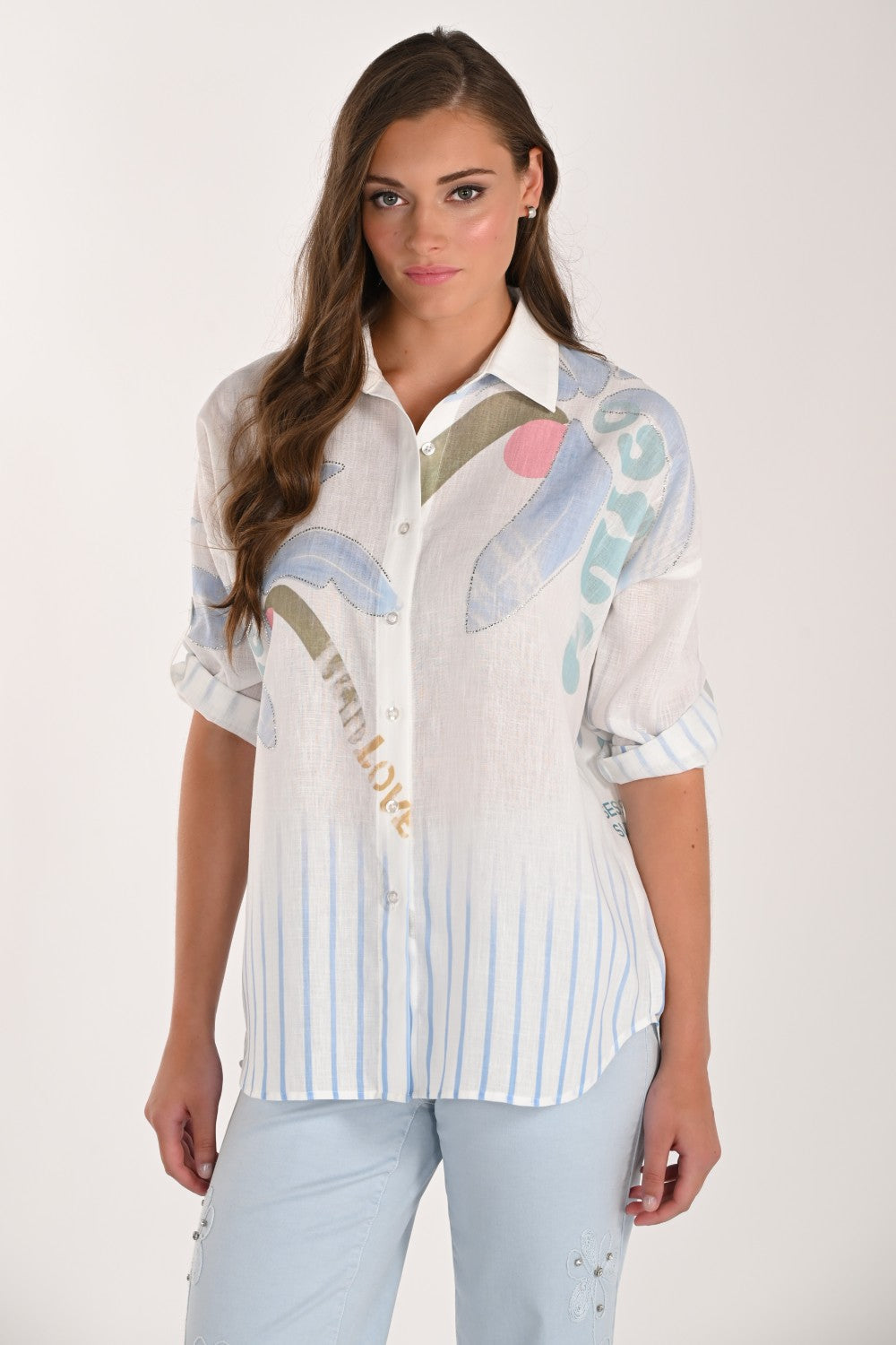 Frank Lyman Blouse 261659 Off White/Blue