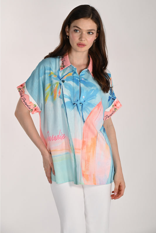 Frank Lyman Blouse 261662 Blue/Pink