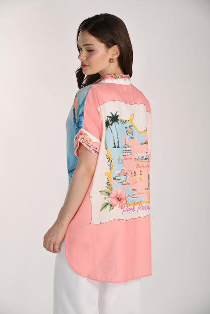Frank Lyman Blouse 261662 Blue/Pink