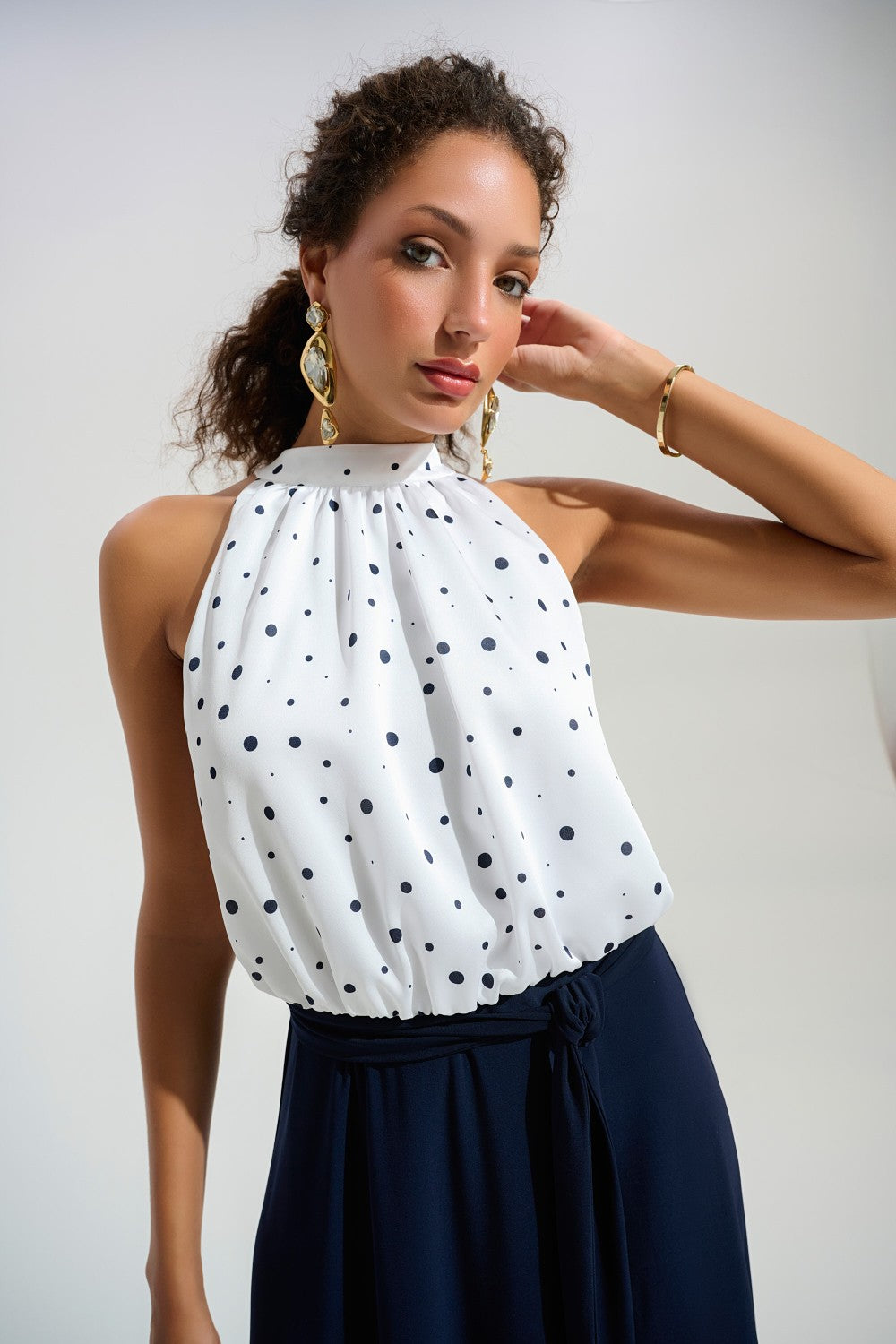 Joseph Ribkoff Kleid 261750 Vanille/Mitternachtsblau