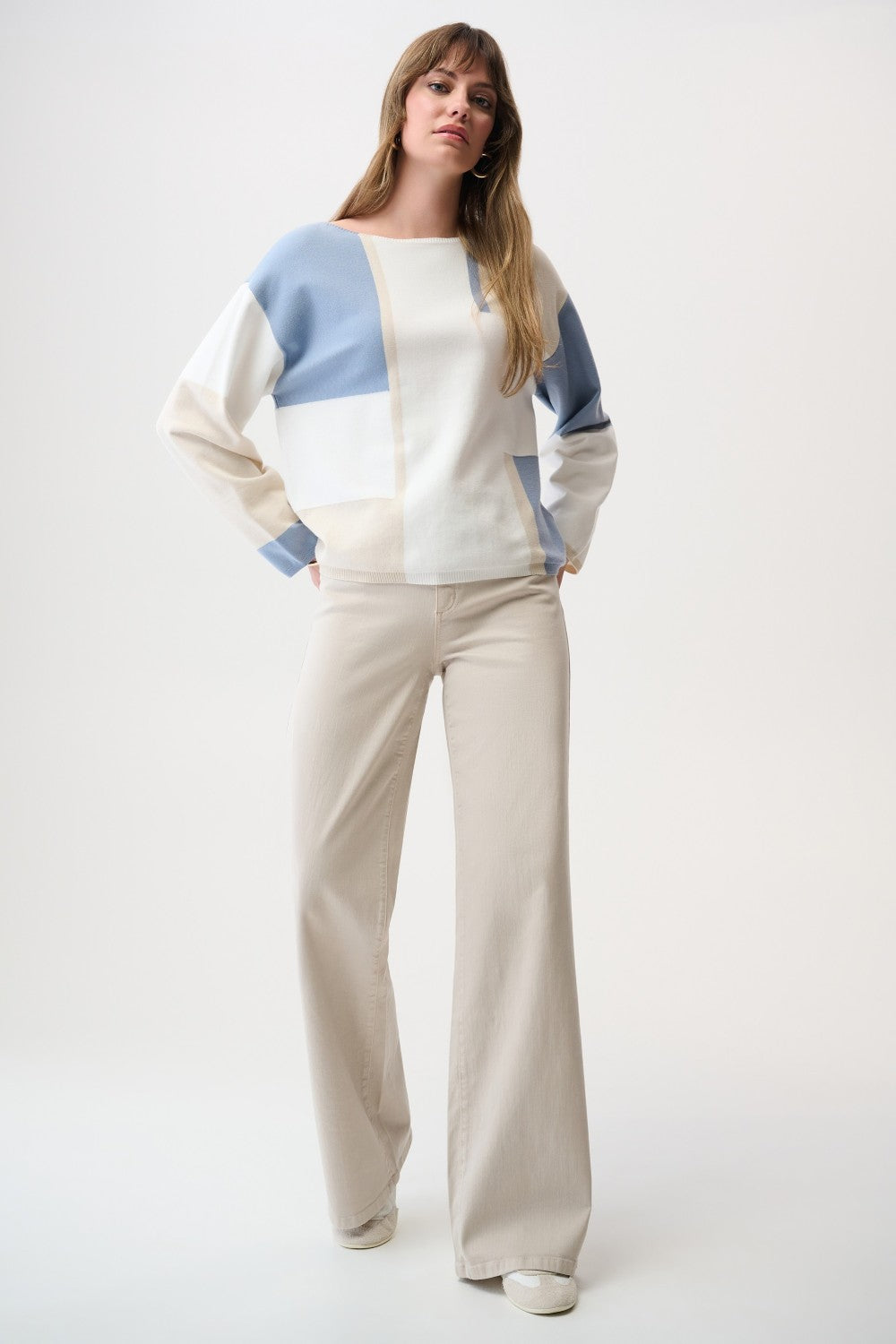 Joseph Ribkoff Sweater 261998 Winter White/Birch/Chambray