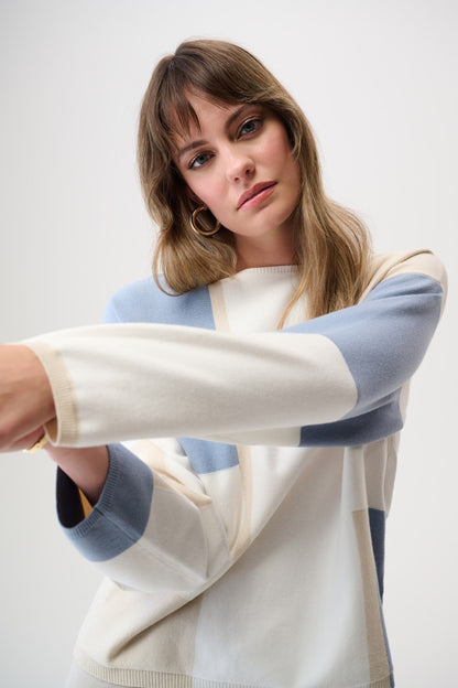 Joseph Ribkoff Sweater 261998 Winter White/Birch/Chambray