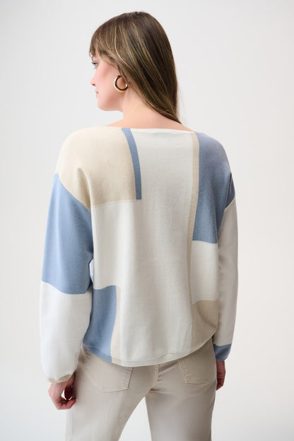 Joseph Ribkoff Sweater 261998 Winter White/Birch/Chambray