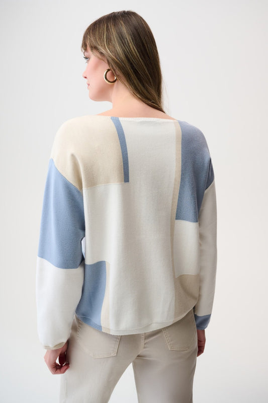 Joseph Ribkoff Sweater 261998 Winter White/Birch/Chambray