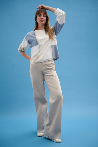 Joseph Ribkoff Sweater 261998 Winter White/Birch/Chambray