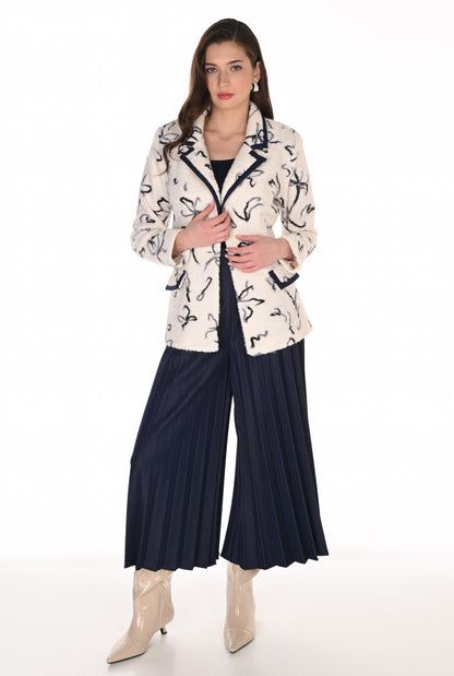 Frank Lyman Women’s Pleated Wide-Leg Denim Pant 263140 – Dark Blue