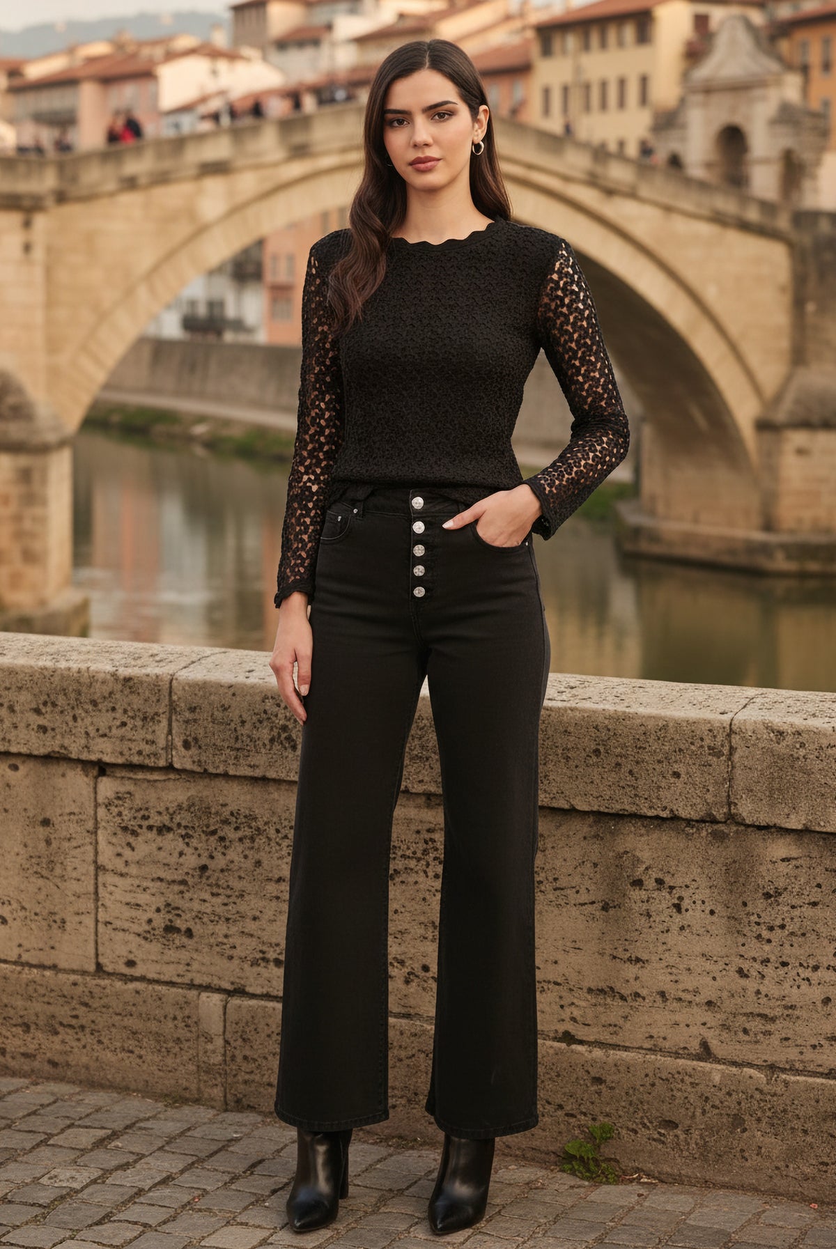 Frank Lyman Women's Long Sleeve Peplum Knit Top 263198 – Black