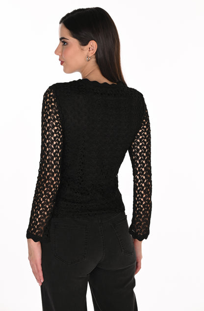 Frank Lyman Women's Long Sleeve Peplum Knit Top 263198 – Black