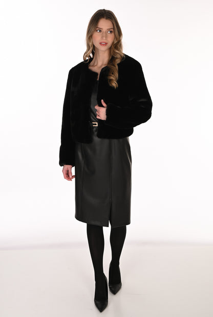 Frank Lyman Women’s Faux Leather Sheath Dress 263270 – Black