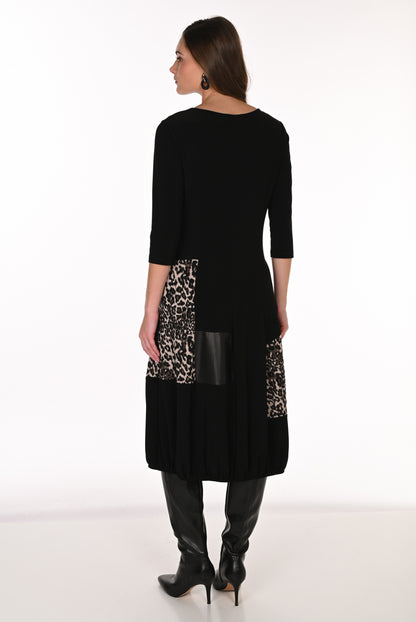 Frank Lyman Women’s Leopard Print Balloon Midi Dress 263277 – Camel/Black