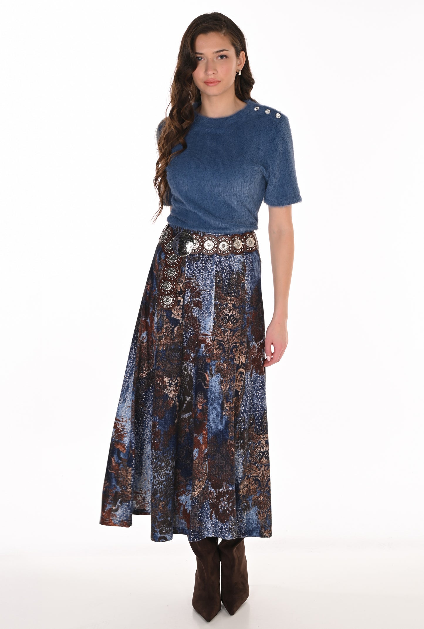 Frank Lyamn Skirt 263478 Blue/Brown