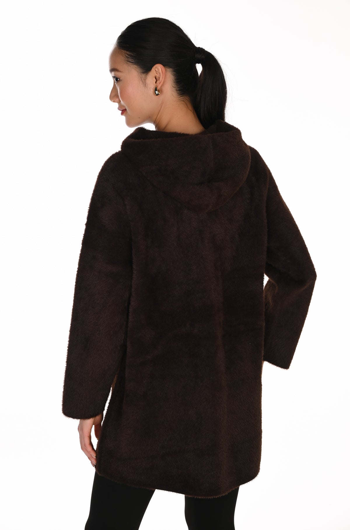 Frank Lyman Women’s Hooded Plush Knit Jacket 263727 – Mocha