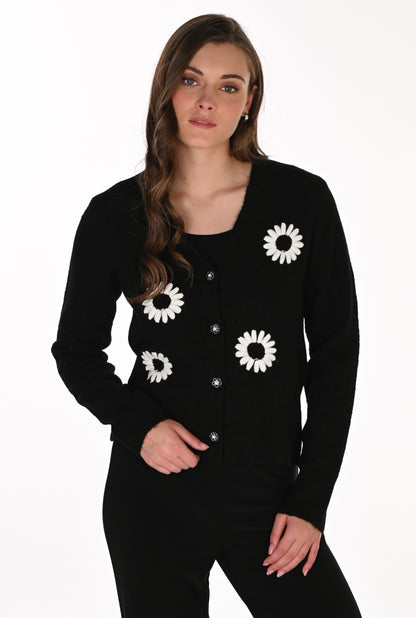 Frank Lyman Cardigan 263728 Black/Ivory