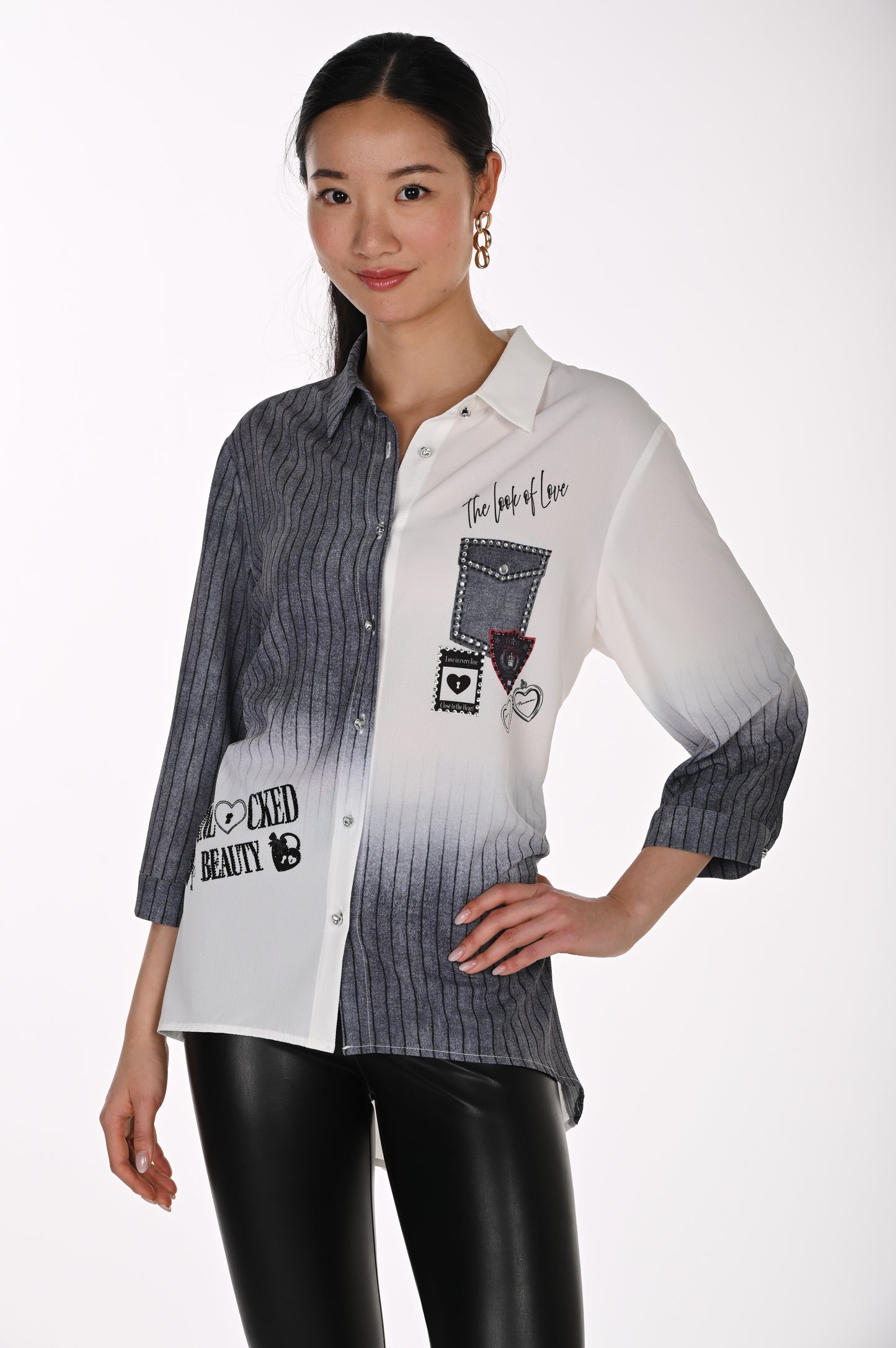 Frank Lyman Blouse 264825 Grey/Off-White