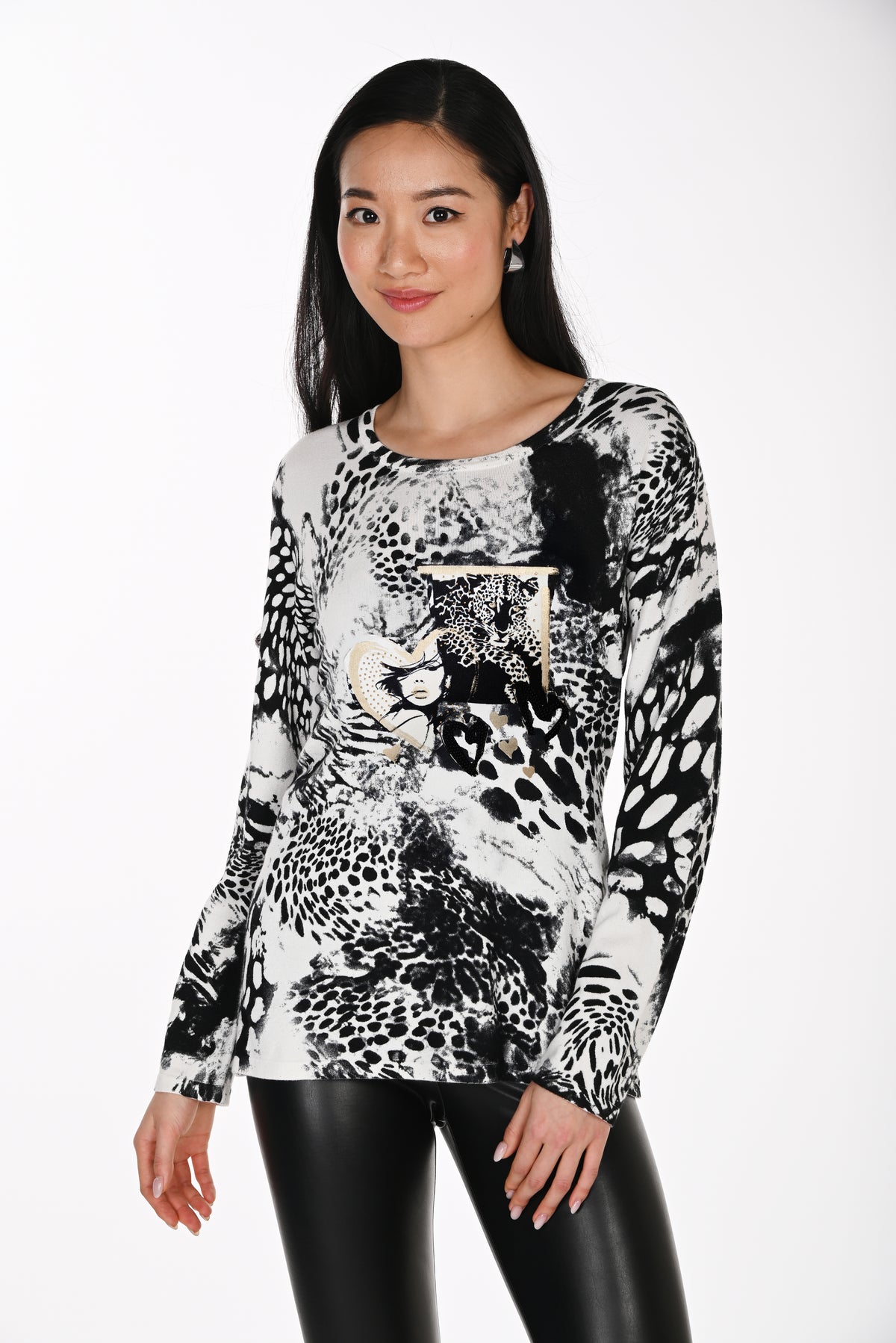 Frank Lyman Sweater 264836 Black/Off-White