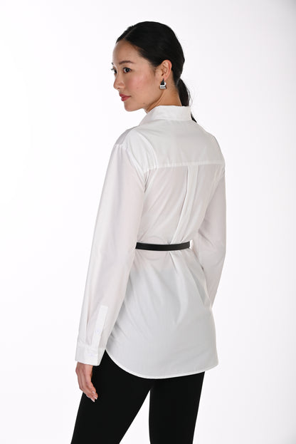 Frank Lyman Women's Organza Ruffle Belted Blouse 264843 – Off-White