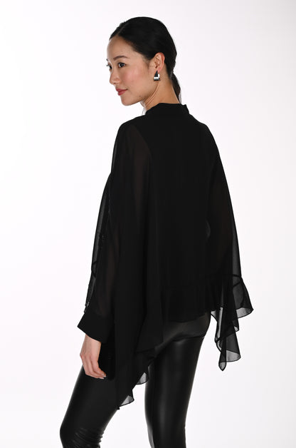 Frank Lyman Women's Cape Sleeve V-Neck Blouse 264849 – Black