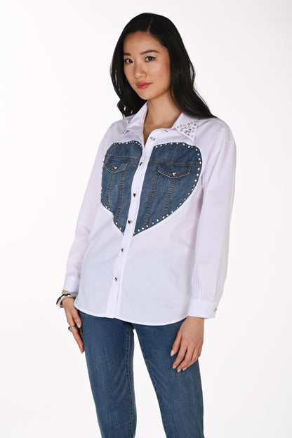 Frank Lyman Blouse 264854 Off-White/Blue