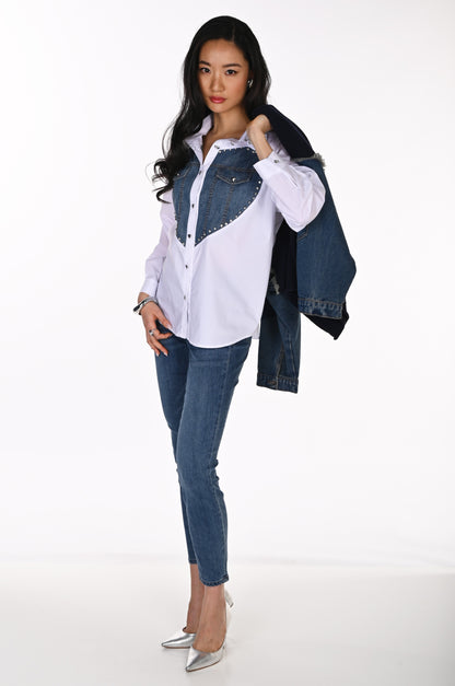 Frank Lyman Blouse 264854 Off-White/Blue