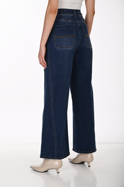 Frank Lyman Women's High-Waist Wide-Leg Jeans 264856 – Blue