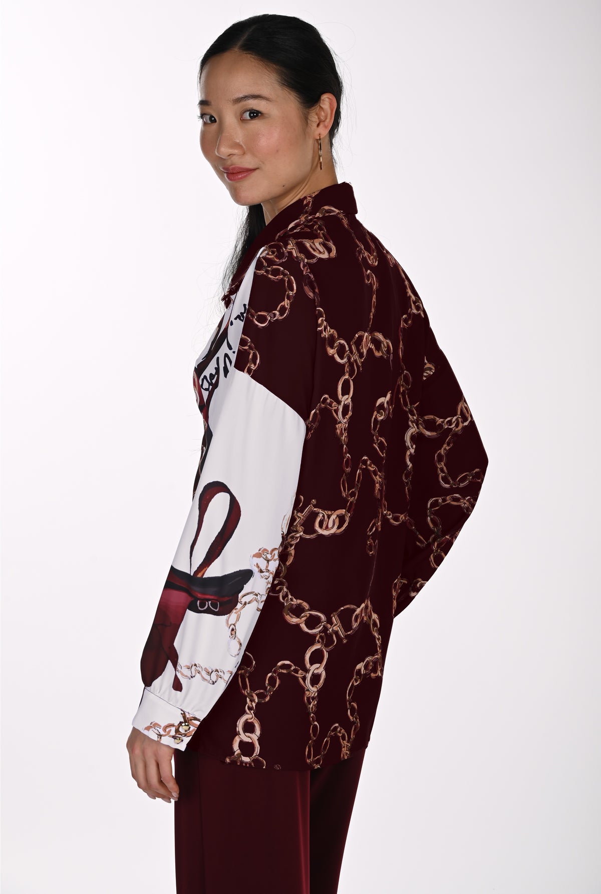 Frank Lyman Blouse 264860 Burgundy/Off-White