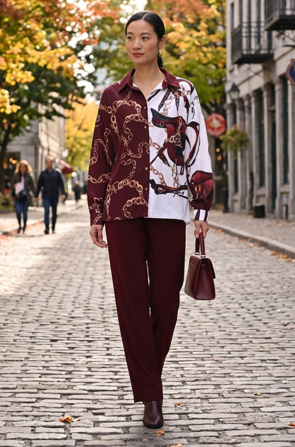 Frank Lyman Blouse 264860 Burgundy/Off-White