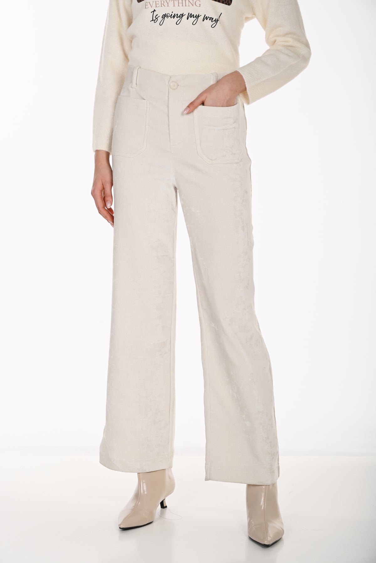 Frank Lyman Women's High-Waist Wide-Leg Pant 264866 – Off-White