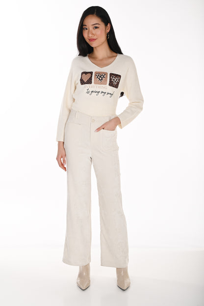 Frank Lyman Women's High-Waist Wide-Leg Pant 264866 – Off-White