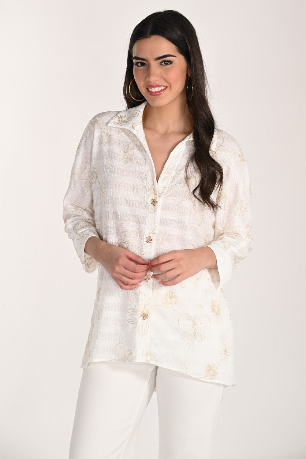 Frank Lyman blouse 266315 Off-White/Gold