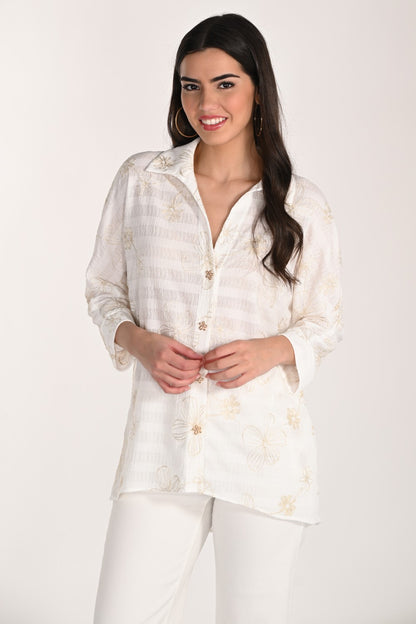 Frank Lyman blouse 266315 Off-White/Gold