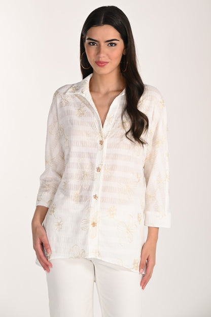 Frank Lyman blouse 266315 Off-White/Gold